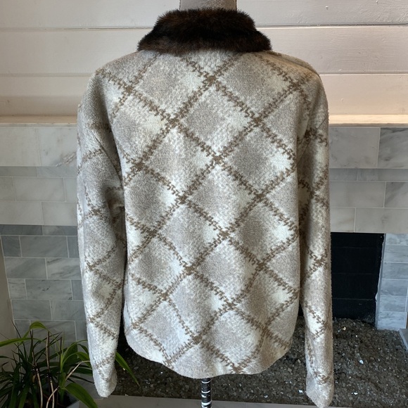 Y2K BARRAGE Faux Fur Collar Plaid Fleece Jacket Size Large EUC - Picture 6 of 8